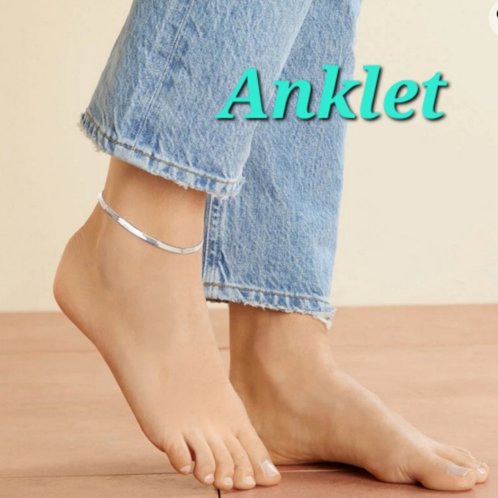Stainless Steel Herringbone Anklet NEW